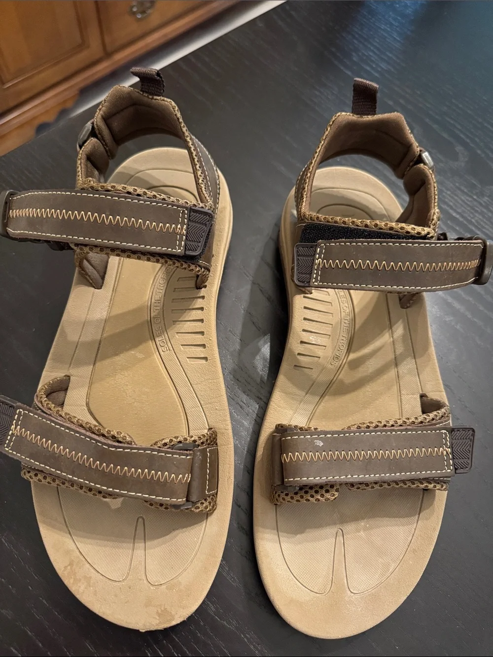 SIZE 12 Margaritaville Brown Tan Mens Adjustable Strap Sandals